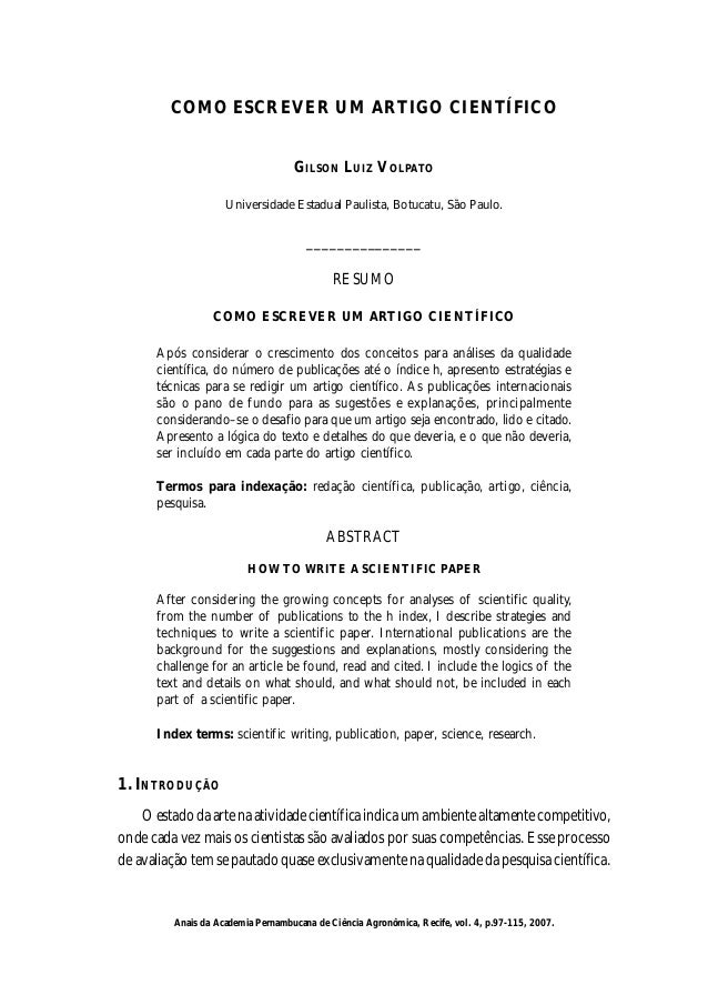 Como escrever artigos cientificos