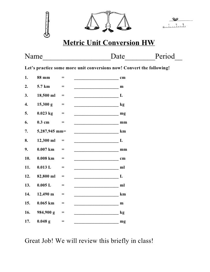 Metric Unit Conversions Worksheet Answers