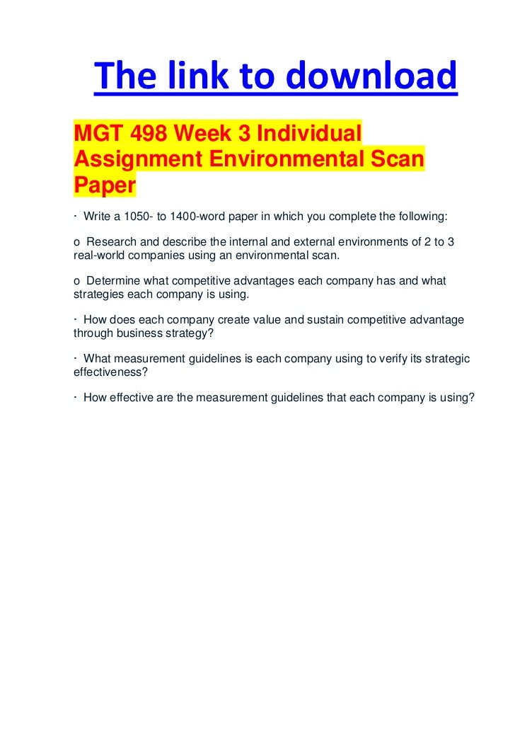 mgt 498 environmental scan paper For downloading more course tutorials visit - write. mgt 498 environmental scan paper For downloading more course tutorials visit - write.