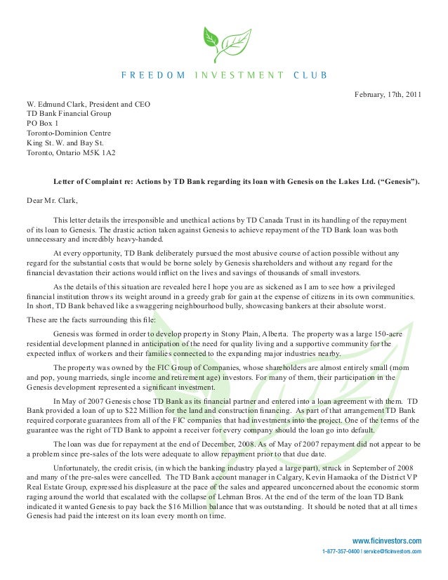 club private complaint letter example