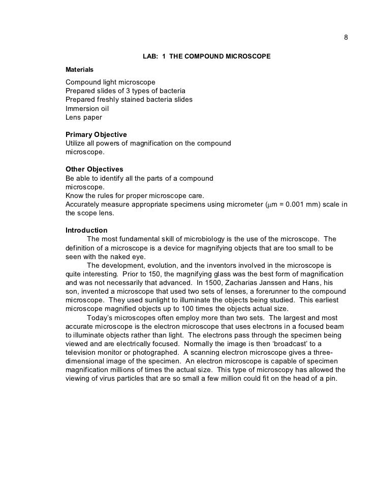 Examples of formal lab reports for microbiology