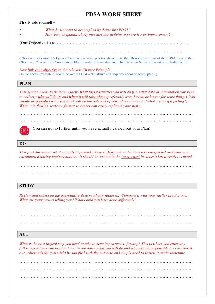 Pdsa Template Word Pdsa Template Word