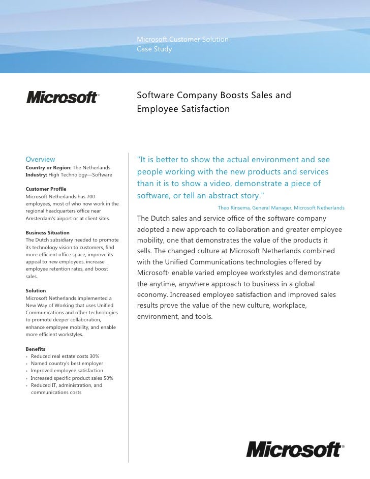 Microsoft Netherlands   Case Study New World Of Work