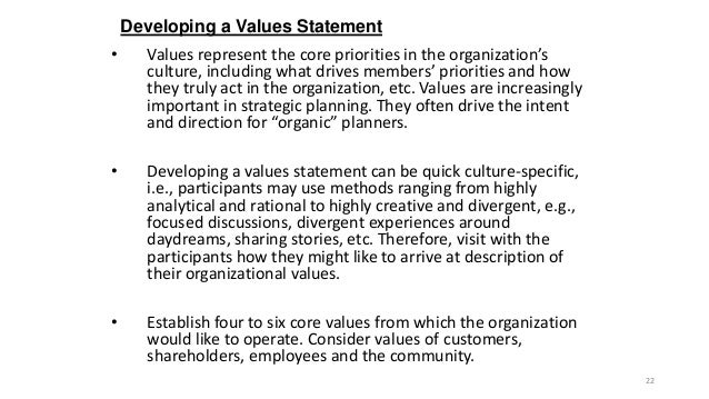 Developing a values statement