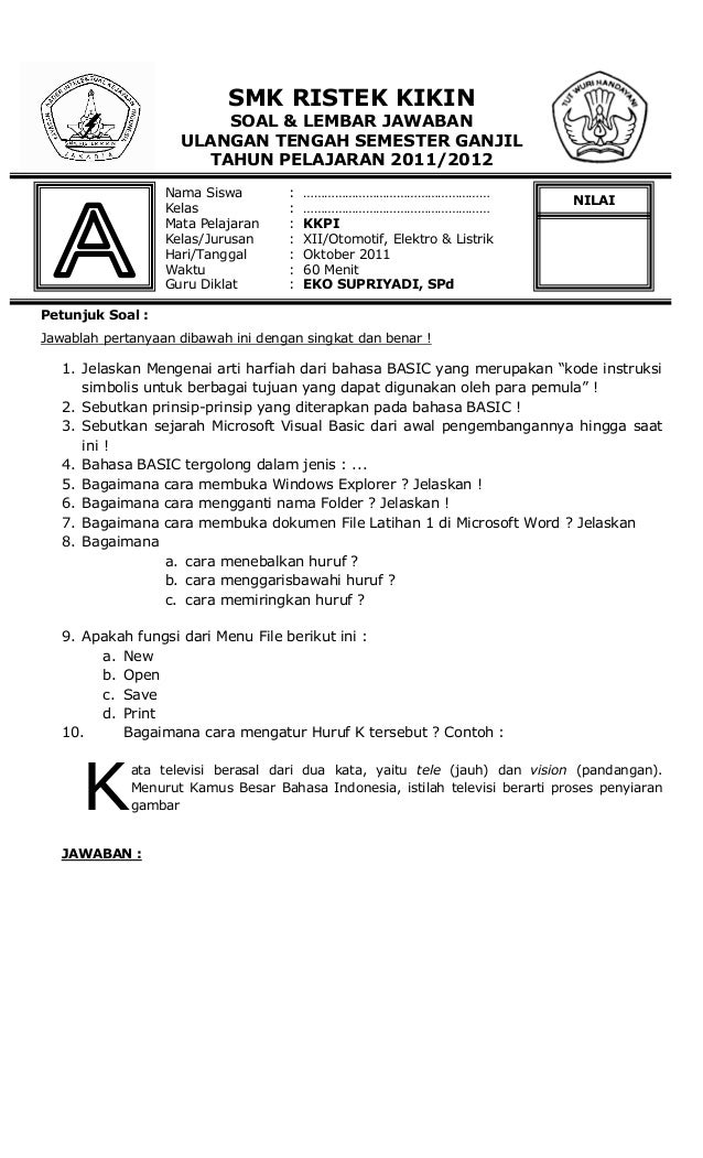Mid semester ganjil 2011 oye