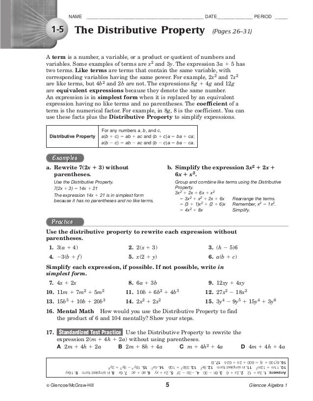 Glencoe Mcgraw Hill Geometry Workbook Answer Key - glencoe algebra 1
