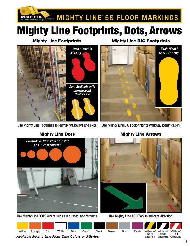 5s Warehouse Floor Marking and 5s Floor Signs Tape Catalog