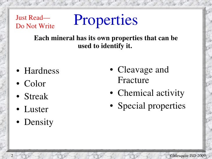 Five Chemical Properties Of Minerals Five Chemical Properties Of Minerals