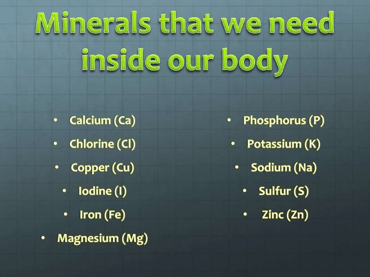 Minerals in the human body