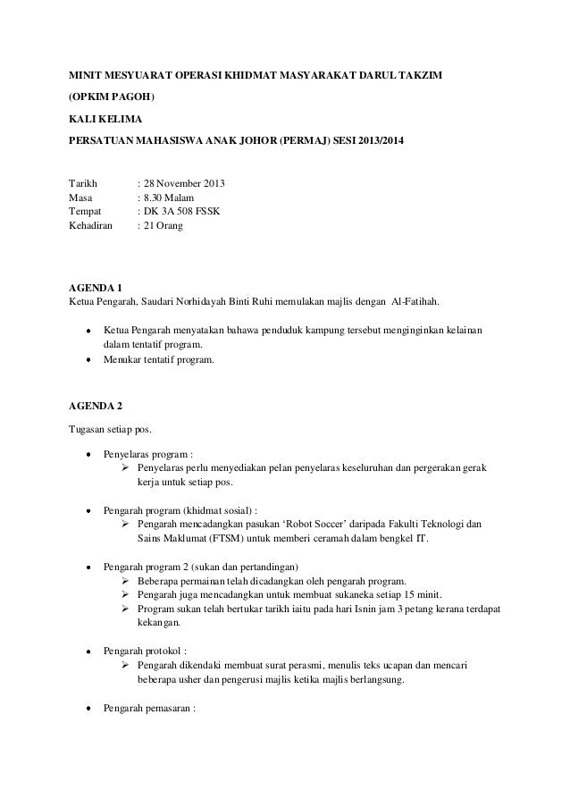 Minit mesyuarat opkim 5