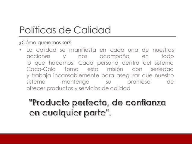 Mision vision organizacion Coca-Cola