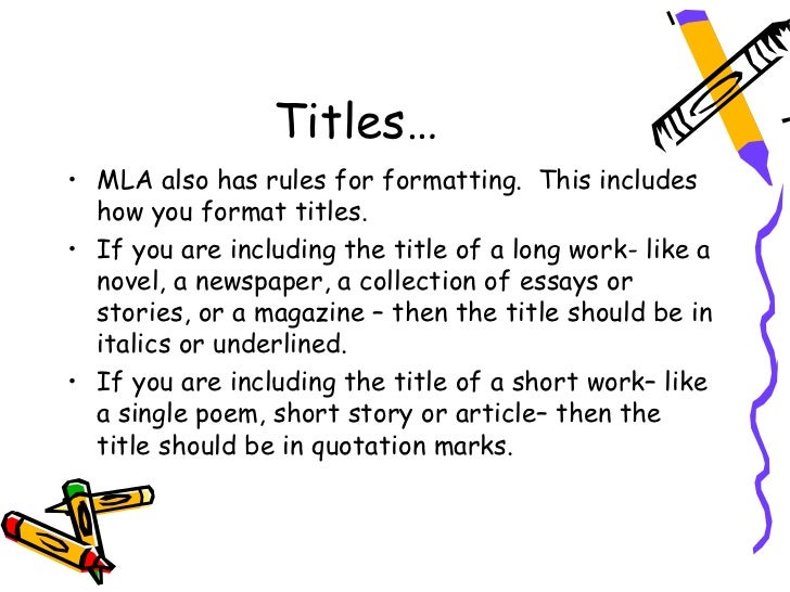 How to write the title of a short story in an essay mla