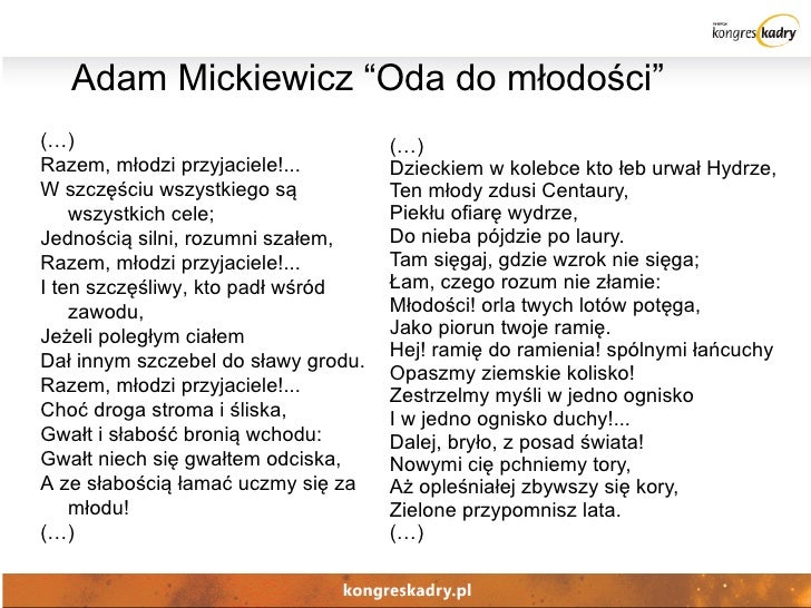 Oda Do Młodości Tekst Pdf