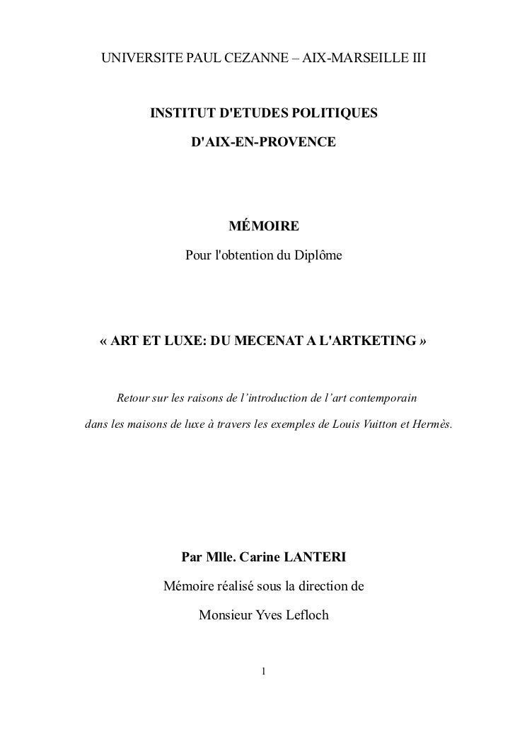 Mémoire de fin d&#39;études, Art et Luxe: du mécénat à l&#39;artketing