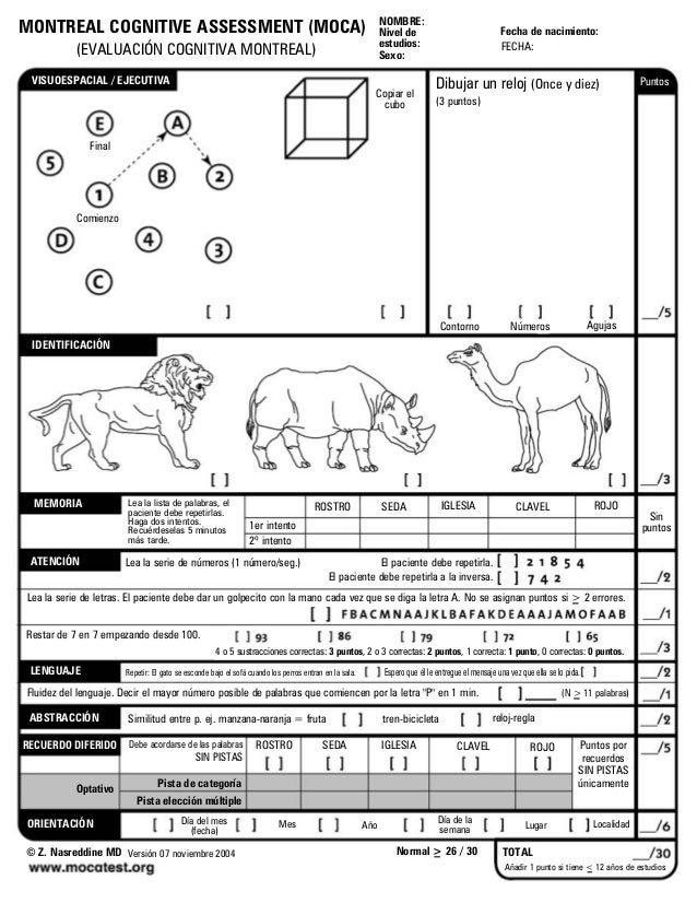 Moca Test Printable Junctioninput