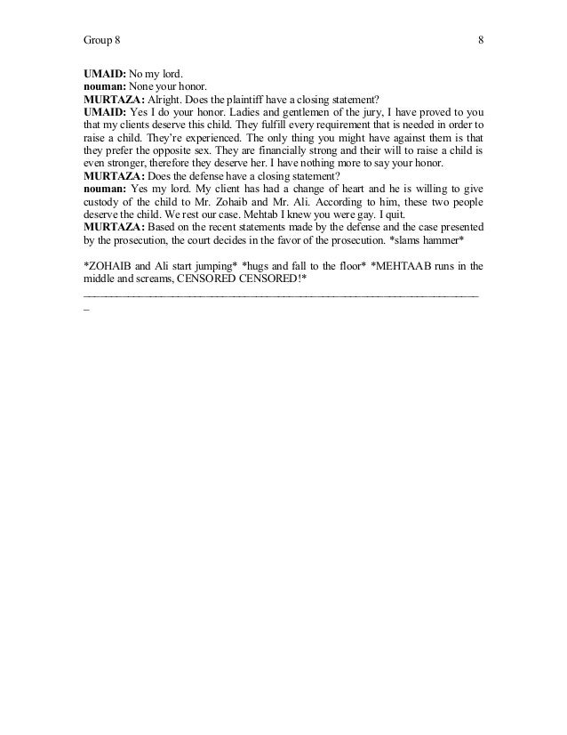 Closing statements examples picture