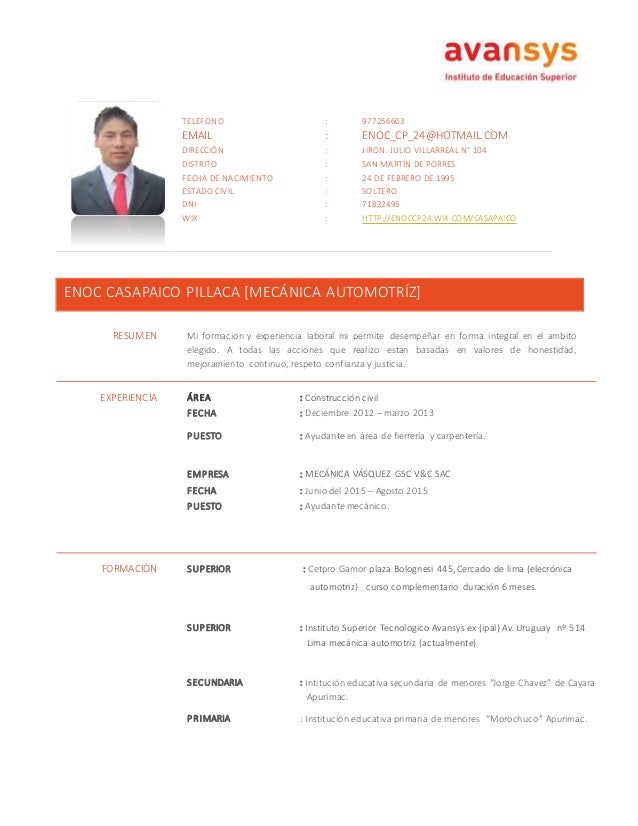 modelo de curriculum vitae 2015 peru modelo de curriculum vitae 2015 peru