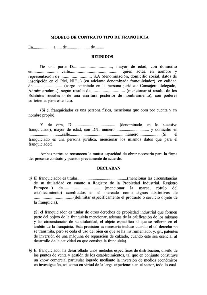FRANQUICIAS CONTRATO franquicias contrato: