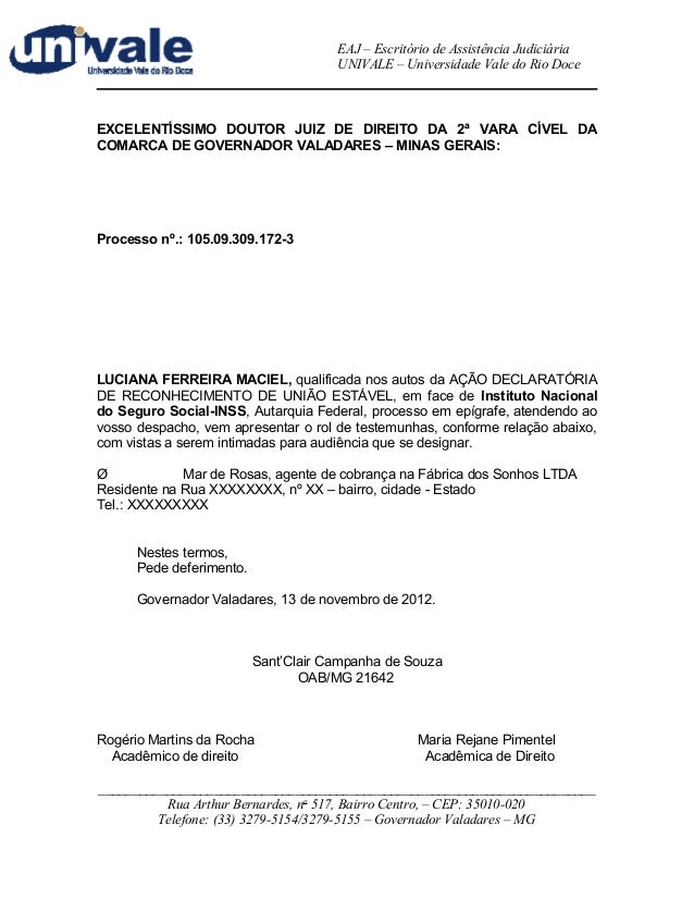 Peticao de revisao de alimentos