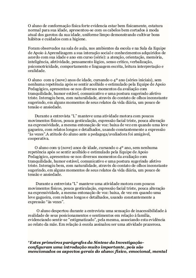 Relatorio de comportamento do aluno