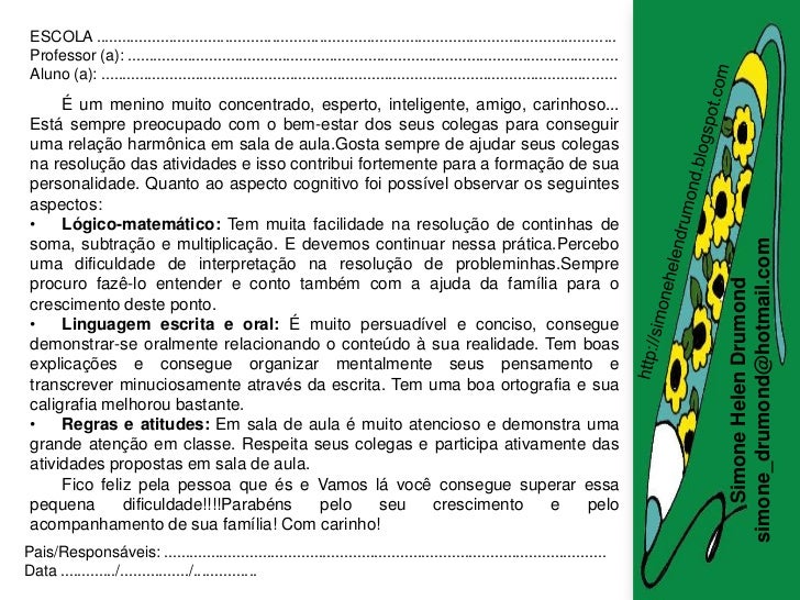 Relatorio de comportamento do aluno