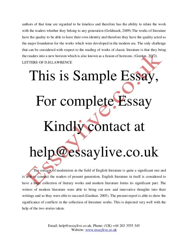 Modernism in literature essay