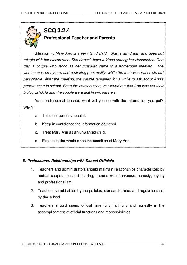Teacher professionalism essays
