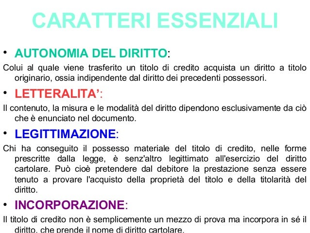 La Cambiale è Un Titolo Di Credito Modulo 3 unità 1 I titoli di credito in generale