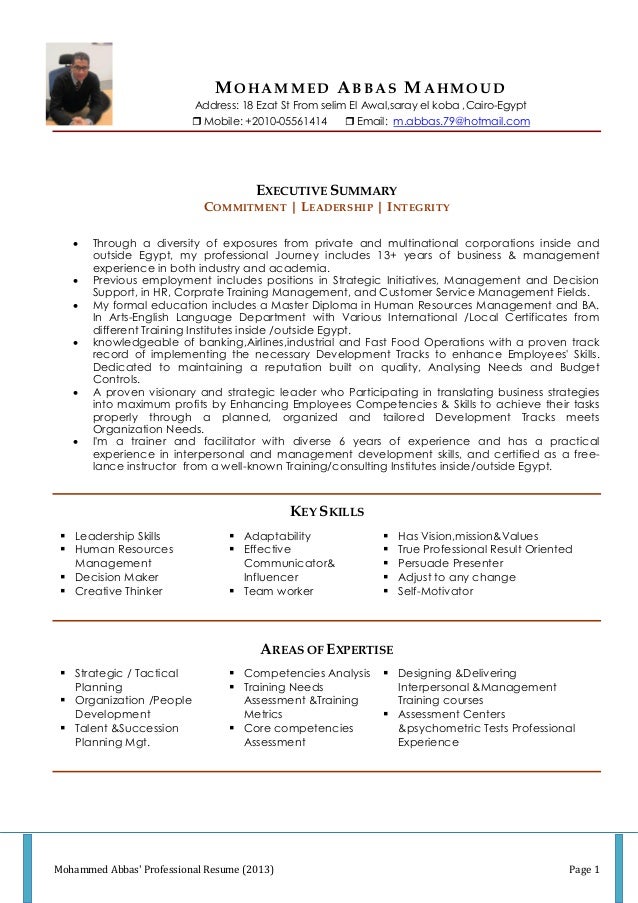 Resume Format For Cabin Crew