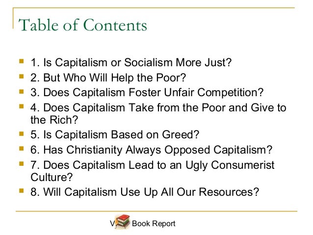 Table of contents of a book report