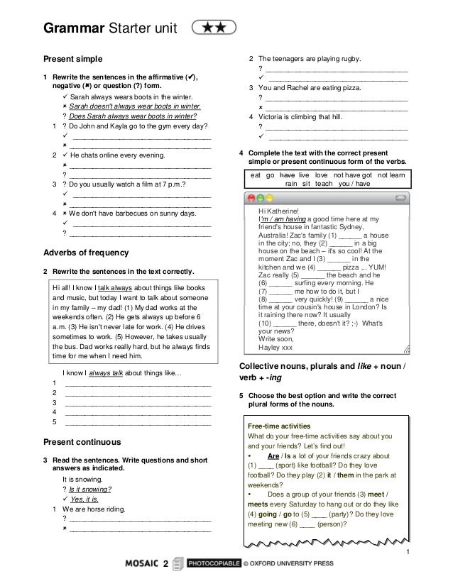 Mosaic 2ºeso starter unit