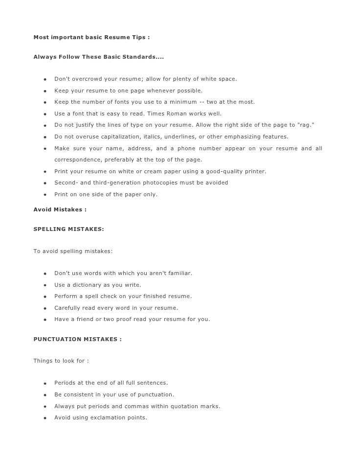 resume punctuation