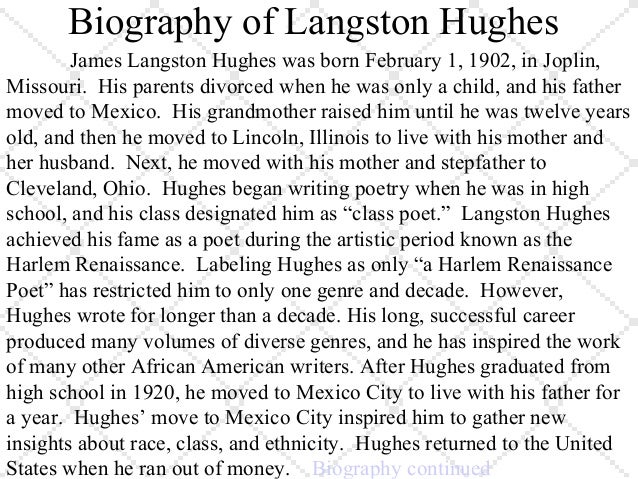 a biography of langston hughes a poet a biography of langston hughes a poet