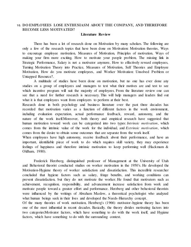 Proposal and dissertation help on employee motivation