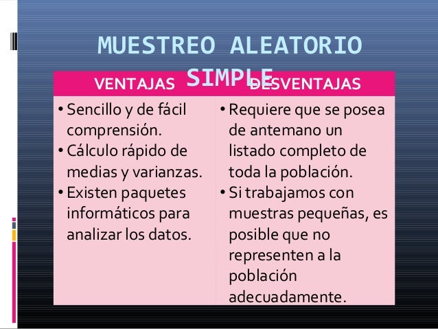 Muestreo Aleatorio Simple Ventajas Y Desventajas