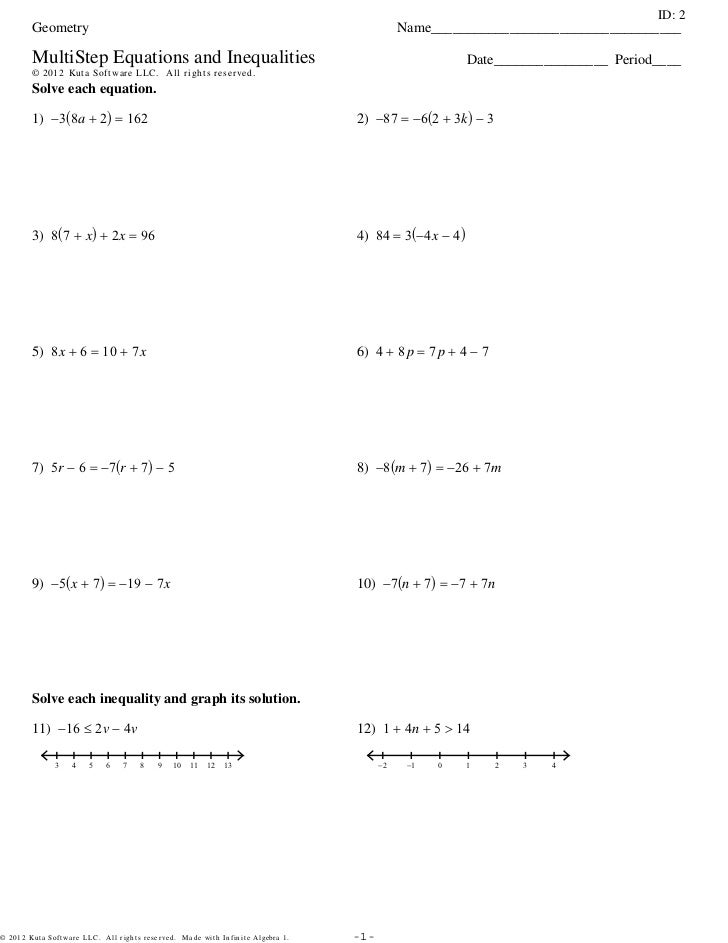 Algebra 1 Inequalities Worksheet