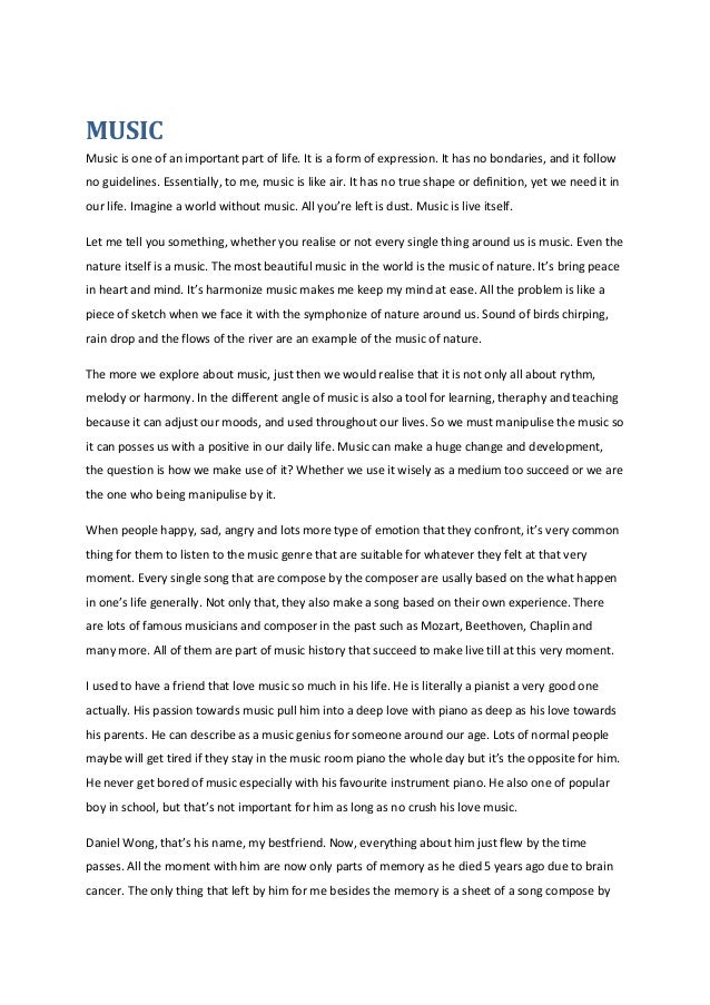 Essay on music in my life