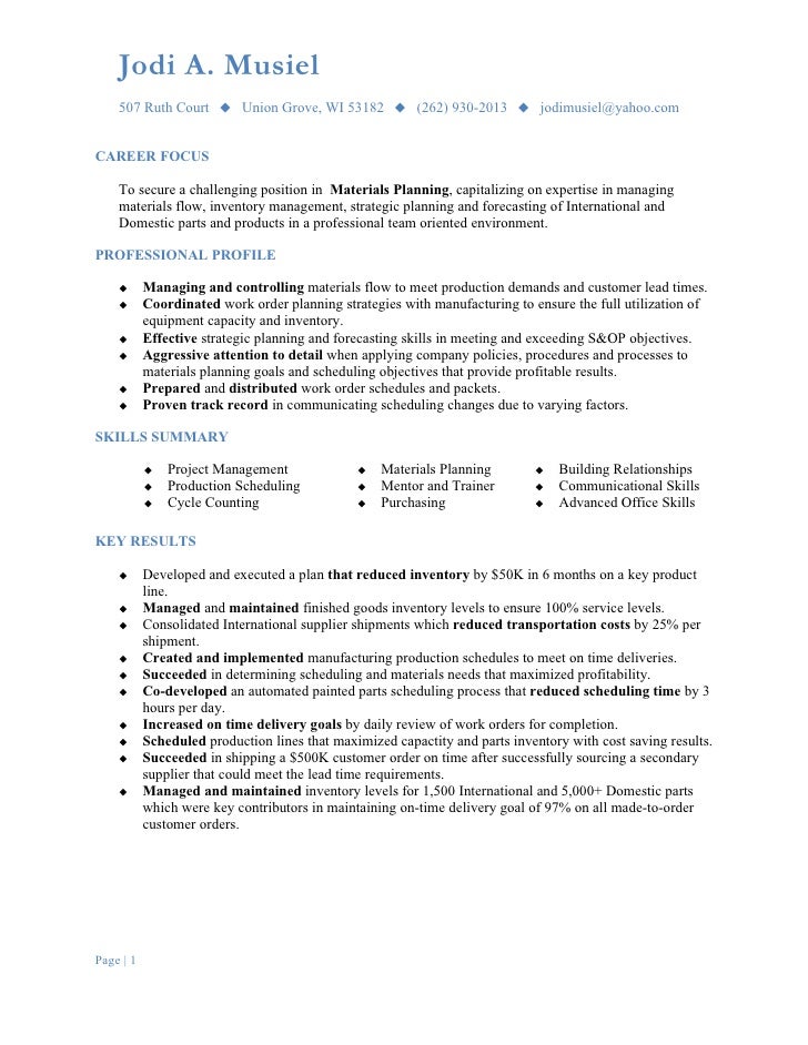 Planning and scheduler resume