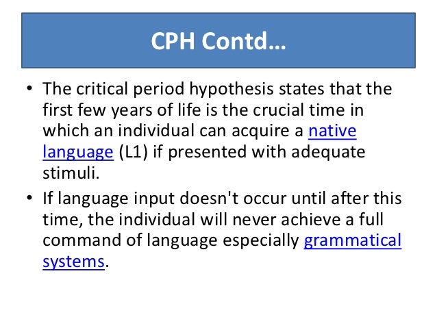 evaluating the critical period hypothesis from Evidence supporting the innateness of language and the concept of a “critical age” for language can even evaluate the a critical period for. evaluating the critical period hypothesis from Evidence supporting the innateness of language and the concept of a “critical age” for language can even evaluate the a critical period for.