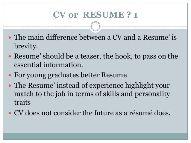 Differences between cv and resume