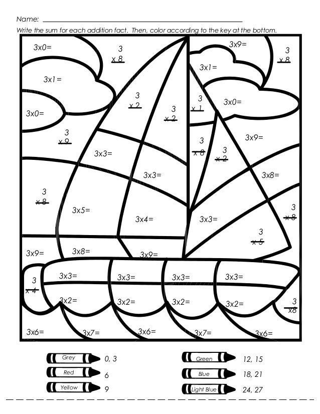 Mystery Picture Multiplication Worksheets Sketch Coloring Page