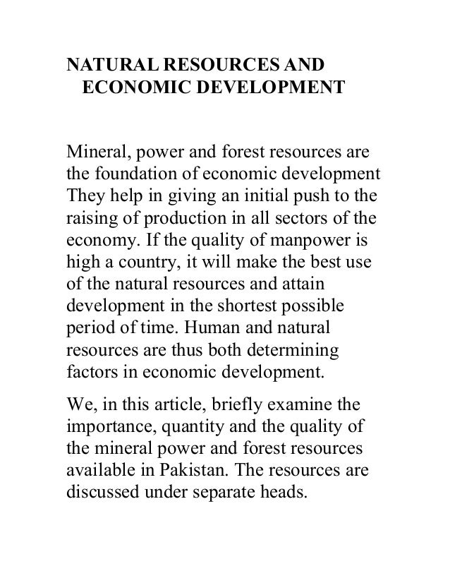 Natural resources and economic development
