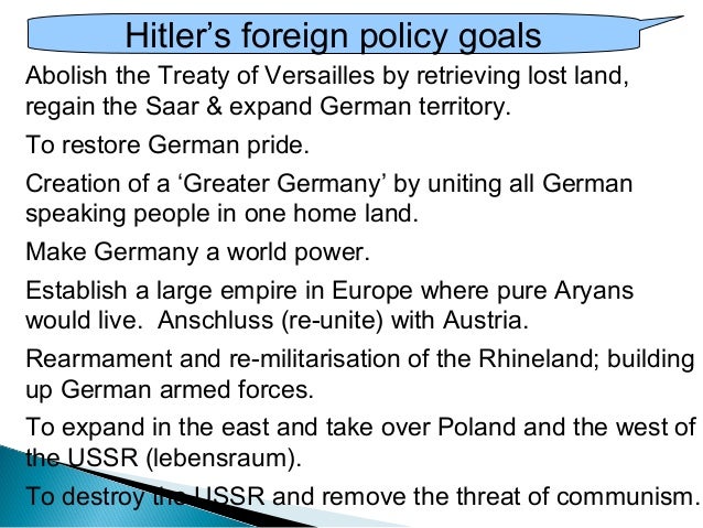 essay nazi foreign policy When nazi germany moved toward poland, great britain and france countered further aggression by guaranteeing polish security nevertheless, germany invaded poland on september 1, 1939, and great britain and france declared war on germany six years of nazi party foreign policy had ignited. essay nazi foreign policy When nazi germany moved toward poland, great britain and france countered further aggression by guaranteeing polish security nevertheless, germany invaded poland on september 1, 1939, and great britain and france declared war on germany six years of nazi party foreign policy had ignited.