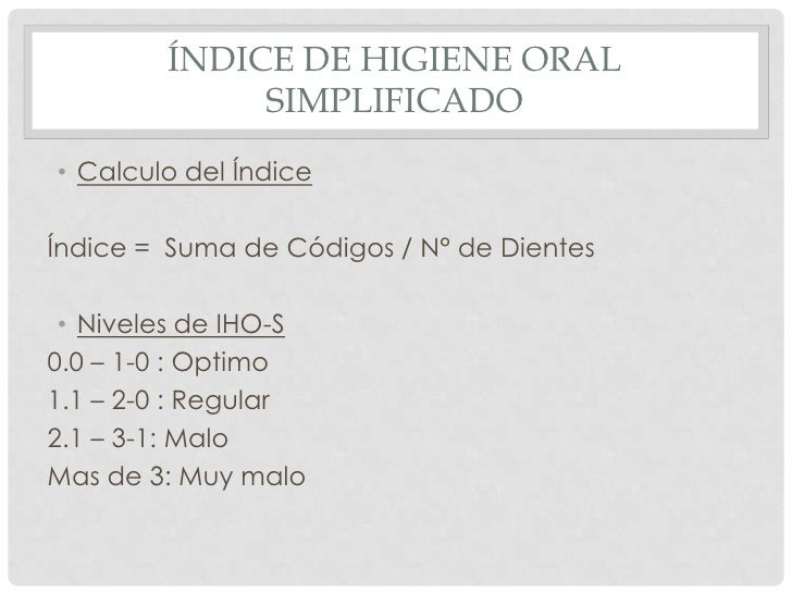 íNdice de higiene oral simplificado de greene y vermillon
