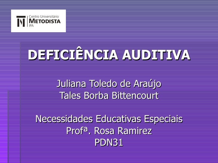 Exemplo De Especificidade Em Tcc Sobre A Pessoa Deficiente Auditiva