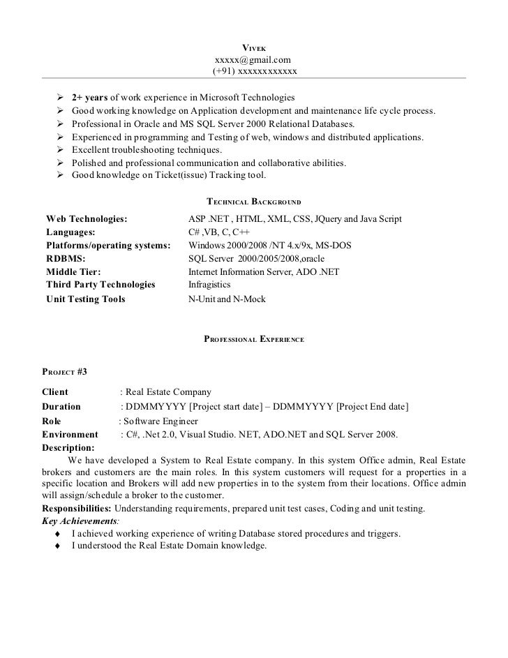 resume format for experienced web developer net experience resume sle resume format for experienced web developer net experience resume sle