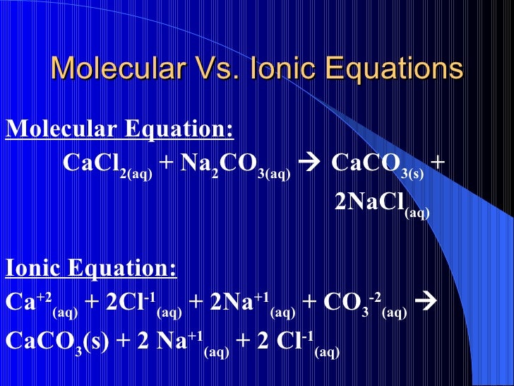 Net ionic equations