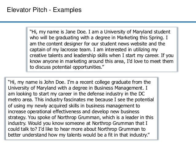 elevator pitch examples sample elevator speeches