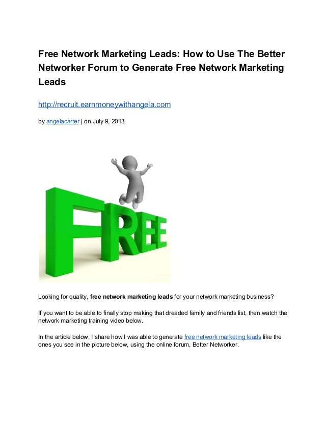 Network Marketing Leads: 2 Tips to Get Free Network Marketing Leads U ...