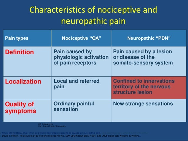 Nociceptive Vs Neuropathic Chart